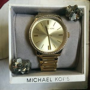 Gold Diamond Rimmed Michael Kors Women’s Watch